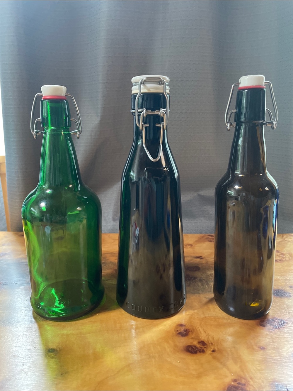 Swing Top Bottle Lot (3) & 2 extra swingtop caps